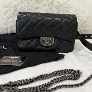 Chanel Double Carry Waist bag small black